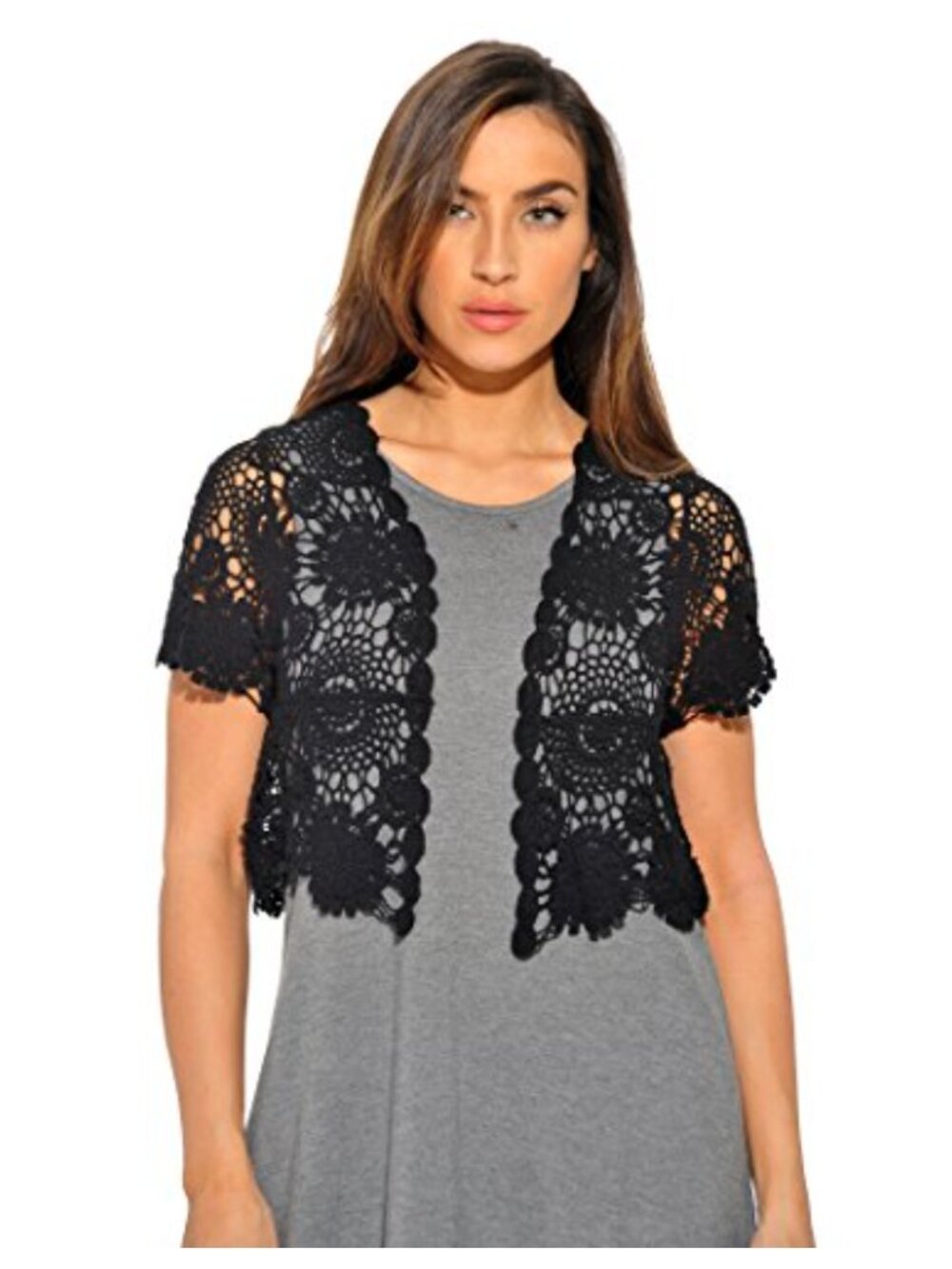 Women's Crochet Floral Bolero Shrug Cardigan Lightweight